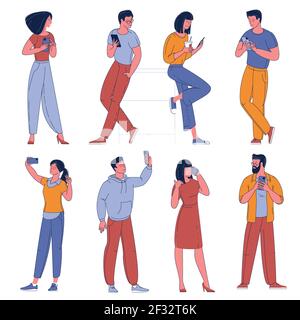 People with mobile phones Stock Vector