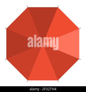 Red beach umbrella icon isolated on white. Vector illustration Stock Vector