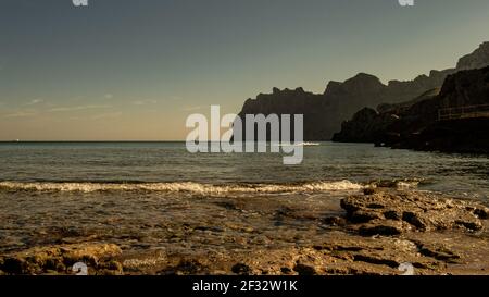 Mediterranean -Tramuntana - Trasparent water- Turqoise- Cala Sant Vicenç  Pollença- Spain Stock Photo