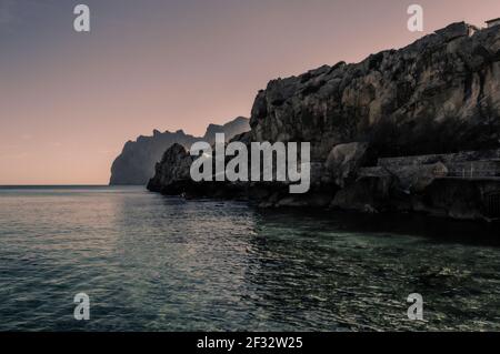 Mediterranean -Tramuntana - Trasparent water- Turqoise- Cala Sant Vicenç  Pollença- Spain Stock Photo