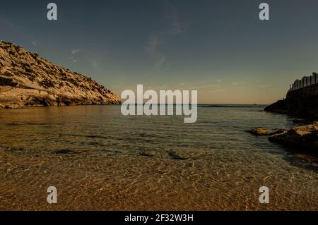 Mediterranean -Tramuntana - Trasparent water- Turqoise- Cala Sant Vicenç  Pollença- Spain Stock Photo