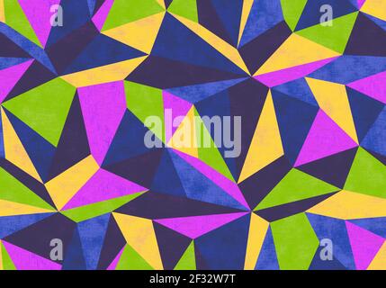 Vintage geometric polygon pattern. Retro pattern with colorful polygons. Stock Photo