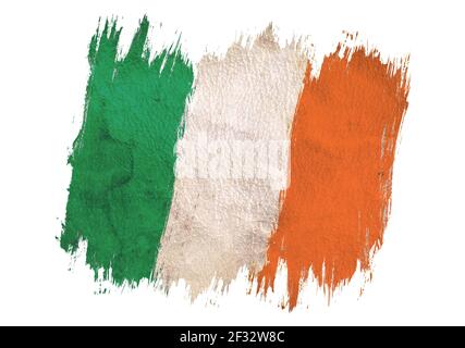 Vintage flag of Ireland. Illustration of Irish flag. Stock Photo