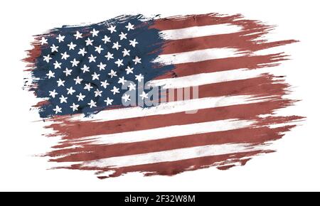 Vintage American flag. Vintage flag of USA for an independence day at 4 th july. Flag of USa in retro style. Stock Photo