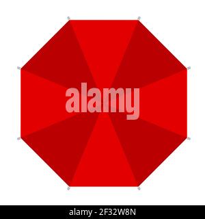 Red beach umbrella icon isolated on white. Vector illustration Stock Vector