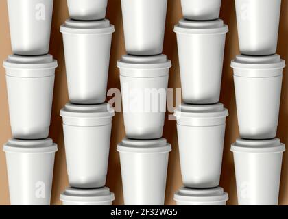 Take away coffee cups mockup with flowers on minimal background. to go ...