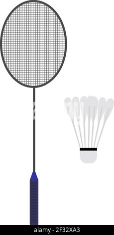 Badminton racket, illustration, vector on white background. Stock Vector