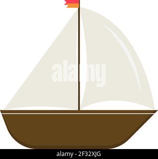 Wooden boat, illustration, vector on white background. Stock Vector