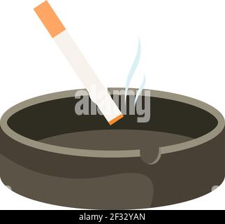 Cigarette in a tray, illustration, vector on white background. Stock Vector