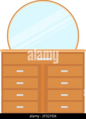 Light brown dressing table, illustration, vector on white background. Stock Vector