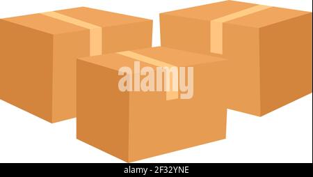 Closed boxes, illustration, vector on white background. Stock Vector