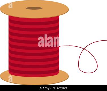 Red bobbin, illustration, vector on white background. Stock Vector