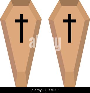 Coffins, illustration, vector on white background. Stock Vector