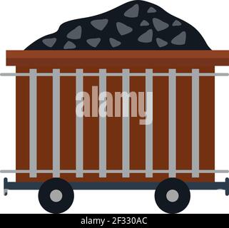 Coal trolley, illustration, vector on white background. Stock Vector