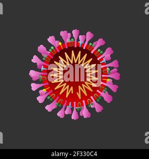 COVID-19 Chinese coronavirus symbol under the microscope on dark background. Corona virus icon Vector EPS 10 Stock Vector