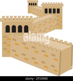 The Great Wall of China Illustration with Silhouette Style Stock Vector ...