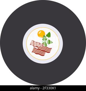Egg and bacons, illustration, vector on white background. Stock Vector