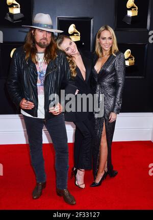 Tish Cyrus, Miley Cyrus , Billy Ray Cyrus  at  61st Annual Grammy Awards, Staples Center, Los Angeles, CA, United States   February 10, 2019. . Stock Photo