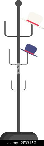 Hat stand, illustration, vector on white background. Stock Vector