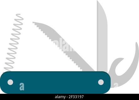Pocket knife, illustration, vector on white background. Stock Vector