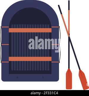 Rafting boat, illustration, vector on white background. Stock Vector