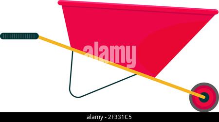 Red wheel barrow, illustration, vector on white background. Stock Vector
