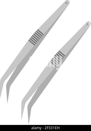 Grey tweezers, illustration, vector on white background. Stock Vector