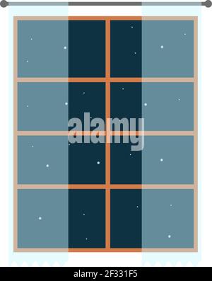 Room window, illustration, vector on white background. Stock Vector