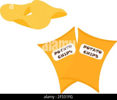 Potato chips, illustration, vector on white background. Stock Vector