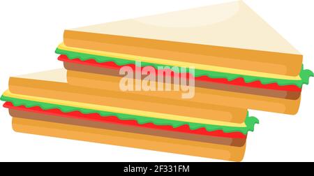 Triangle sandwich, illustration, vector on white background. Stock Vector