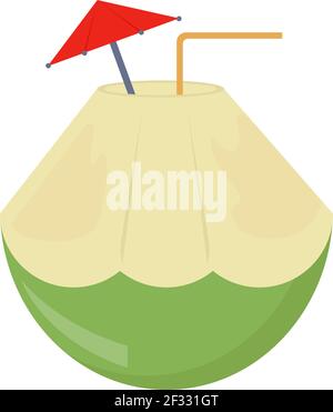 Coconut water, illustration, vector on white background. Stock Vector