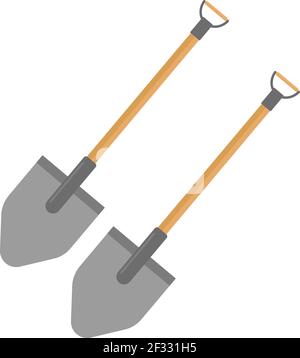 Garden spade, illustration, vector on white background. Stock Vector