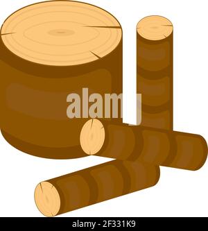Chopped wood, illustration, vector on white background. Stock Vector
