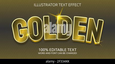 editable text effect, gold style Stock Vector