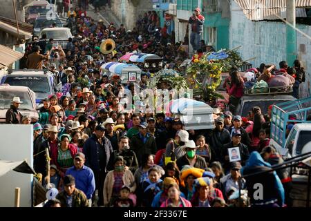 People carry coffins with the bodies of Rivaldo Jimenez Ramirez, Santa  Cristina Garcia and Ivan Gudiel Pablo, migrants killed in the Mexican state of  Tamaulipas while trying to reach the U.S., during