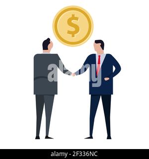 transaction deal handshake coin success two businessman making money Stock Vector