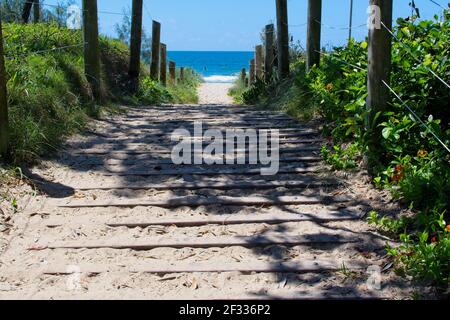 Beach access path. Walkway to the ocean. Stock Photo