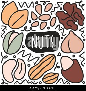 hand drawn doodle nuts beams Stock Vector