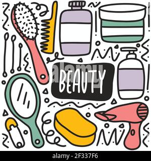 hand drawn beauty doodle set Stock Vector