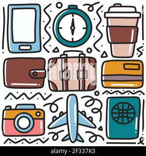 hand drawn vacation doodle set Stock Vector