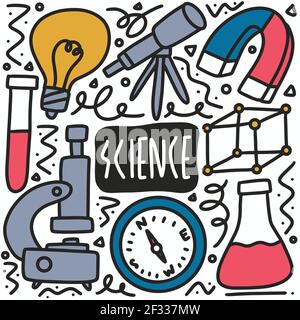 doodle set of hand drawn chemistry tools Stock Vector
