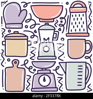 Doodle Kitchen Clipart,55 SVG Kitchen,hand Drawn Baking Supplies Clipart,55  PNG Kitchen Images, Kitchen Utensils Set, Kichen Doodle. 