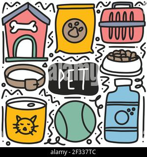 doodle set of hand pet foo Stock Vector