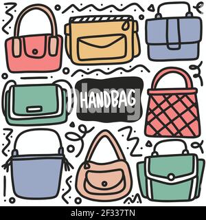 doodle set of handbag hand drawing Stock Vector