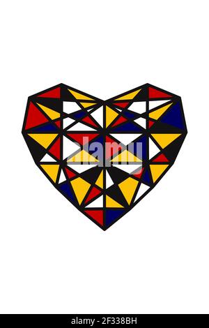 Love Heart Illustration Red Blue Black Yellow White Geometric Stock Photo
