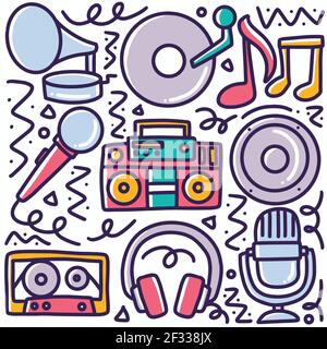 doodle set of music tools hand drawing Stock Vector