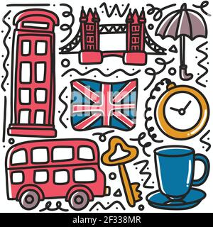 hand drawn doodle united kingdom holiday Stock Vector