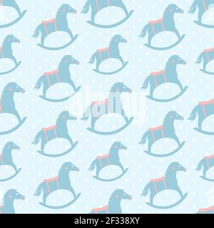 wooden rocking horse toy seamless pattern vector illustration Stock Vector