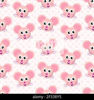 cute mouse head seamless pattern vector illustration Stock Vector