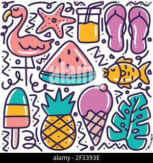 hand drawn summer beach doodle set Stock Vector Image & Art - Alamy